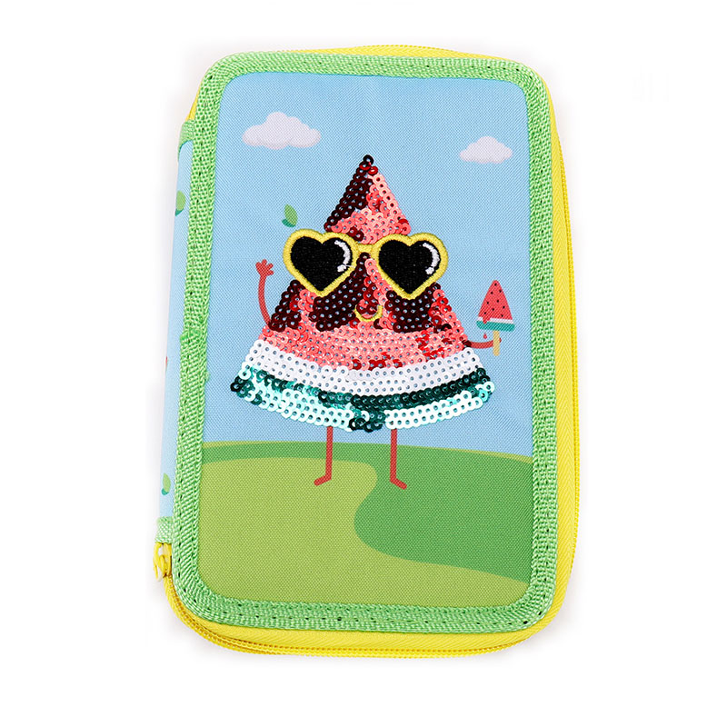 Ultra-malpeza Akvomelono Duobla Zippers Stationery Saketo